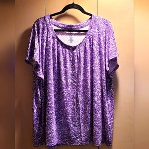Women's Croft and Barrow Short Sleeve Top, 2X, New with Tags, Purple white